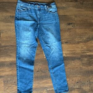 Express Flexx Hyper Stretch Women's Skinny Mid Rise Blue Jeans, Size L